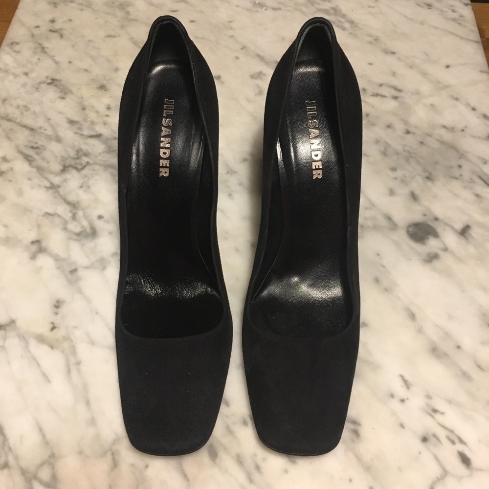 Jil Sander Black suede wooden block heel - Picture 7 of 8